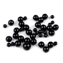Imitation de perle en plastique glance, mélange de tailles - Noir (1 Sachet)