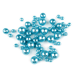 Imitation de perle en plastique glance, mélange de tailles - Turquoise (1 Sachet)