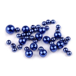 Imitation de perle en plastique glance, mélange de tailles - Bleu berlin (1 Sachet)