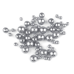 Imitation de perle en plastique glance, mélange de tailles - Grise (1 Sachet)