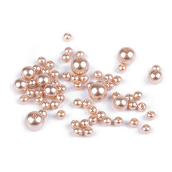 Imitation de perle en plastique glance, mélange de tailles - Beige foncé (1 Sachet)