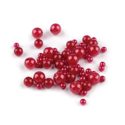 Imitation de perle en plastique glance, mélange de tailles - Rouge foncé (1 Sachet)