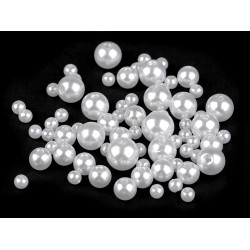 Imitation de perle en plastique glance, mélange de tailles - Blanc (1 Sachet)