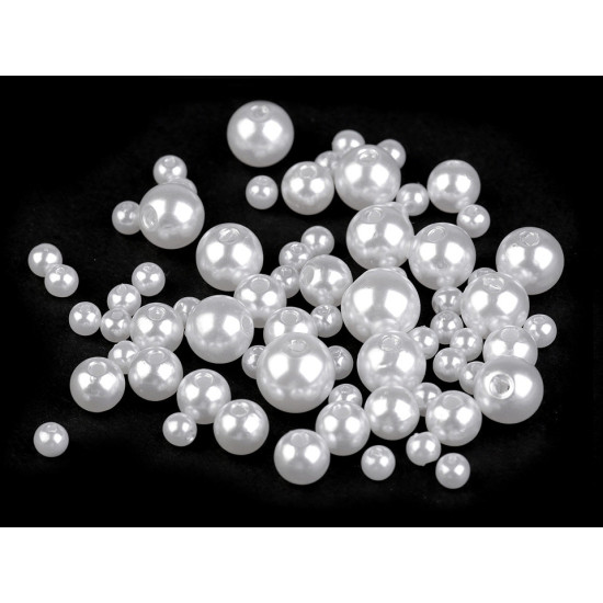Imitation de perle en plastique glance, mélange de tailles - Blanc (4 Sachets) Imitation de perle en plastique glance, mélange de tailles - Blanc (4 Sachets)