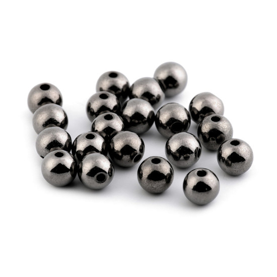 Plastikowe koraliki / perły glance metalic ø8 mm - Srebrny ciemn (100 Gramy) Plastikowe koraliki / perły glance metalic ø8 mm - Srebrny ciemn (100 Gramy)