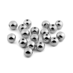 Plastikowe koraliki / perły glance metalic ø8 mm - Srebrny ciemn (100 Gramy)