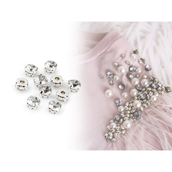 Dżety w oprawie do przyszycia ø10 mm - Crystal (40 Sztuki) Dżety w oprawie do przyszycia ø10 mm - Crystal (40 Sztuki)