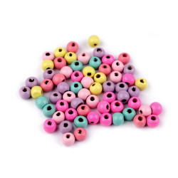 Koraliki drewniane ø8 mm pastelowe - Mix (100 Gramy)