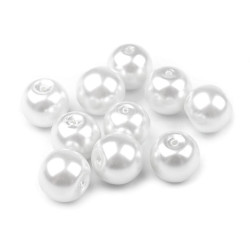 Szklane woskowane perły ø8 mm - White (2000 Gramy)