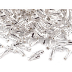 Rokail - koraliki szklane preciosa 6mm rurki - Srebrny (100 Gramy)