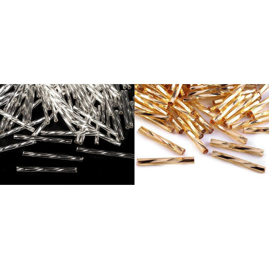 Rokail - koraliki szklane preciosa 20mm rureczki skręcane - Srebrny (200 Gramy) Rokail - koraliki szklane preciosa 20mm rureczki skręcane - Srebrny (200 Gramy)