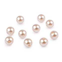 Imitation de perles en plastique glance, ø 10 mm - Beige foncé (100 Grammes)