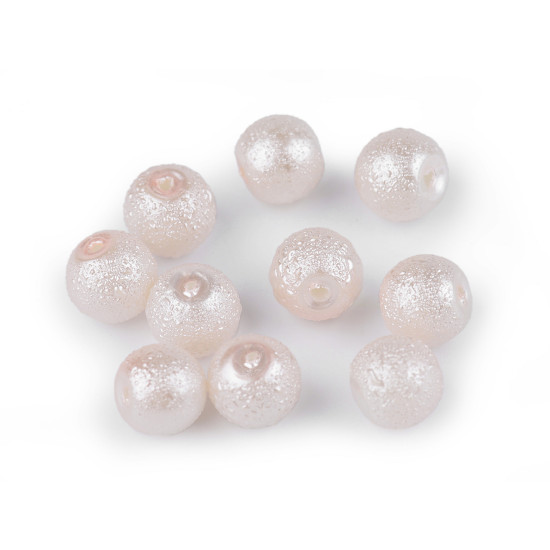 Üveg teklagyöngyök irdaltak ø8 mm - Fehér (40 Darabok) Üveg teklagyöngyök irdaltak ø8 mm - Fehér (40 Darabok)