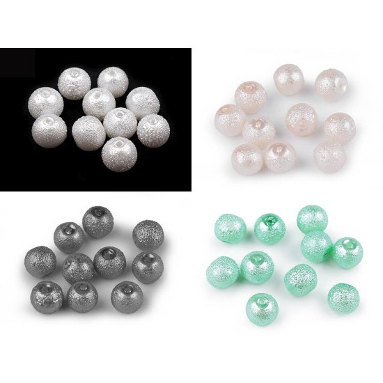 Üveg teklagyöngyök irdaltak ø8 mm - Fehér (40 Darabok) Üveg teklagyöngyök irdaltak ø8 mm - Fehér (40 Darabok)