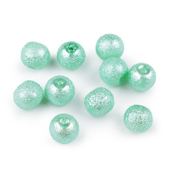 Üveg teklagyöngyök irdaltak ø8 mm - Menta (160 Darabok)