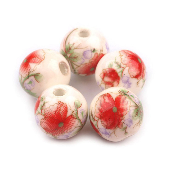 Perles à fleurs rondes en porcelaine, ø 12 mm - Jonquille jaune (10 Pièces) Perles à fleurs rondes en porcelaine, ø 12 mm - Jonquille jaune (10 Pièces)