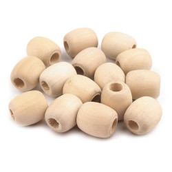 Oval unfinished natural wood beads 18x20 mm - Ivory (10 Pieces)