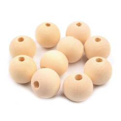 Round unfinished natural wood beads ø18mm - Natural light (10 Pieces)
