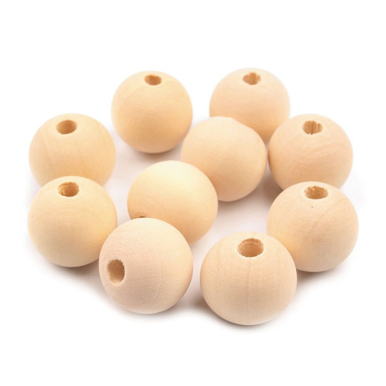 Perle rotonde, in legno naturale, non rifinite, ø 18 mm - Luce naturale (10 Pezzi) Perle rotonde, in legno naturale, non rifinite, ø 18 mm - Luce naturale (10 Pezzi)