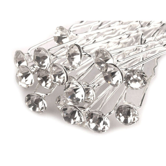 Ace de par cu stras, ø7,2 mm - Cristal (20 Bucăți) Ace de par cu stras, ø7,2 mm - Cristal (20 Bucăți)
