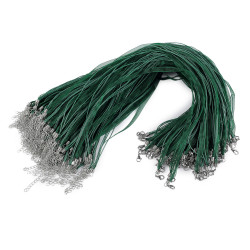 Corda multi-filo con moschettone, lunghezza: 43 cm - Verde scuro (10 Pezzi)