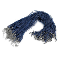 Corda multi-filo con moschettone, lunghezza: 43 cm - Blu scuro (10 Pezzi)