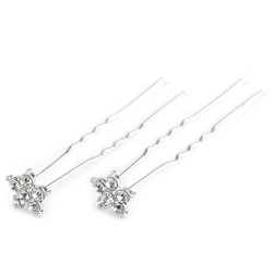 Ace de păr cu strasuri, ø11 mm - Cristal (2 Bucăți)