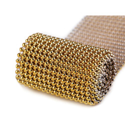 Acrylic pearl mesh ribbon / plastic bead pearl trimming, width 50 mm - Gold (36 Meters)