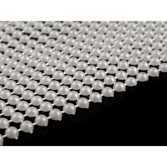 Acrylic pearl mesh ribbon / plastic bead pearl trimming, width 50 mm - Pearlwhite (36 Meters) Acrylic pearl mesh ribbon / plastic bead pearl trimming, width 50 mm - Pearlwhite (36 Meters)