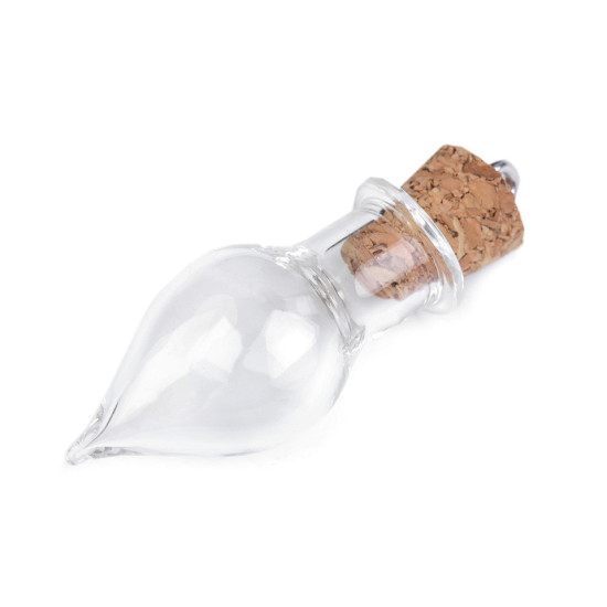 Buteleczka szklana z korkiem zawieszka 13x37 mm kropla - Transparent (10 Fiolki) Buteleczka szklana z korkiem zawieszka 13x37 mm kropla - Transparent (10 Fiolki)