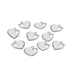 Plastic charm heart 24x24 mm - Silver (20 Pieces)