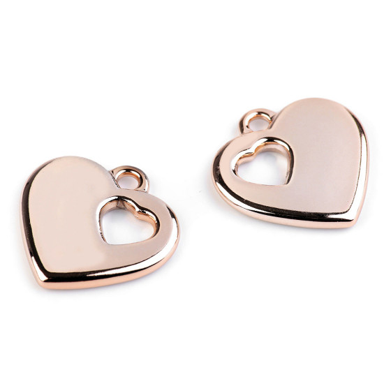 Plastic charm heart 24x24 mm - Silver (5 Pieces)