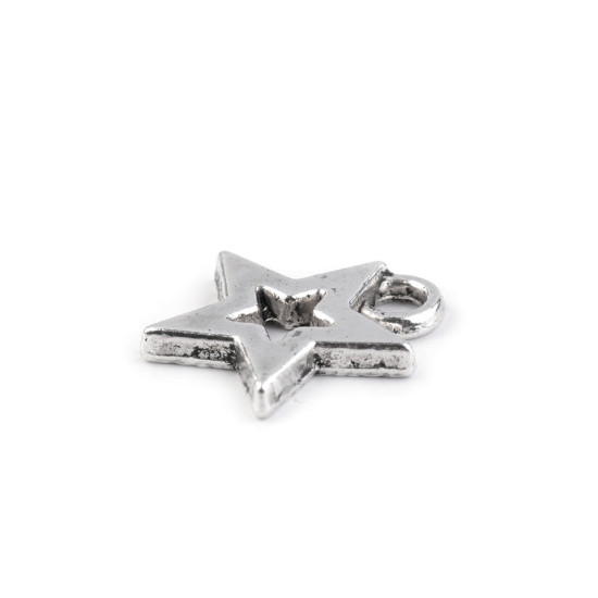 Csillag medál 12x12 mm - Platina (10 Darabok)