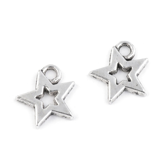 Csillag medál 12x12 mm - Platina (10 Darabok)