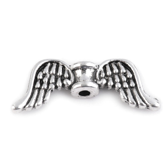 Fém köztes gyöngy angyalszárny 8x20 mm - Platina (10 Darabok)