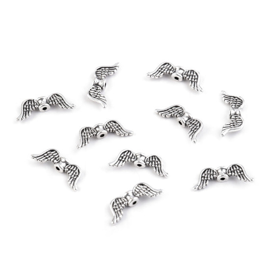 Fém köztes gyöngy angyalszárny 8x20 mm - Platina (10 Darabok)