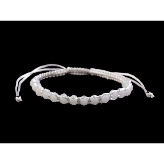 Shamballa bracelet with faceted beads - Forget-me-not blue (1 Piece) Shamballa bracelet with faceted beads - Forget-me-not blue (1 Piece)