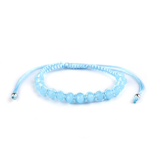 Shamballa bracelet with faceted beads - Forget-me-not blue (1 Piece) Shamballa bracelet with faceted beads - Forget-me-not blue (1 Piece)