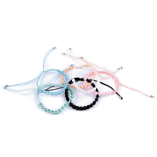 Shamballa bracelet with faceted beads - Forget-me-not blue (1 Piece) Shamballa bracelet with faceted beads - Forget-me-not blue (1 Piece)