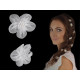 Hair claw  clip with flower - White (10 Pieces)