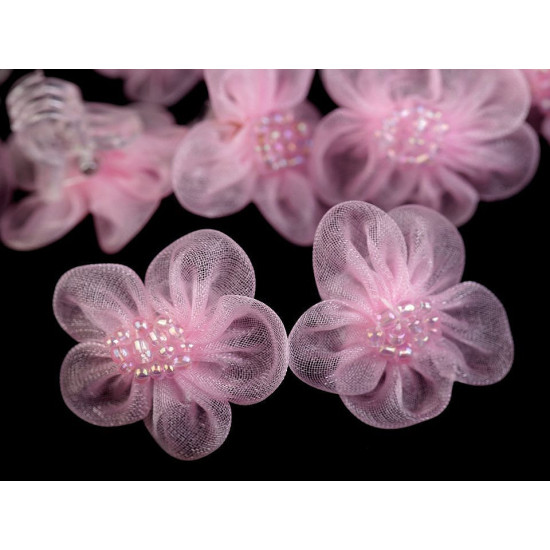 Hair claw  clip with flower - White (10 Pieces)