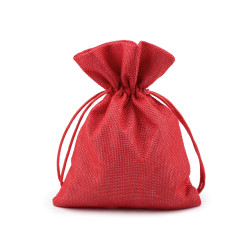 Borsa con coulisse, dimensioni: 13 x 18 cm, imitazione iuta - Rosso (1 Pezzo)