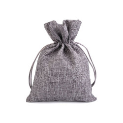 Borsa con coulisse, dimensioni: 13 x 18 cm, imitazione iuta - Grigio (1 Pezzo)