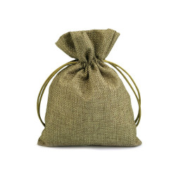 Borsa con coulisse, dimensioni: 13 x 18 cm, imitazione iuta - Verde (1 Pezzo)