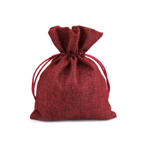 Borsa con coulisse, dimensioni: 13 x 18 cm, imitazione iuta - Rosso (10 Pezzi) Borsa con coulisse, dimensioni: 13 x 18 cm, imitazione iuta - Rosso (10 Pezzi)