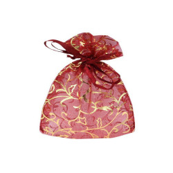 Bolsa de regalo de organza aprox. 7x10 cm con lurex - Rojo tinto claro (100 Piezas)