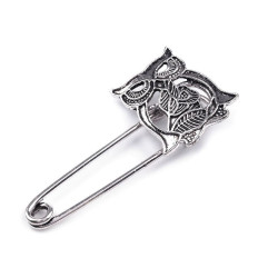 Pin brooch owl 25x50 mm - Platinum (1 Piece)