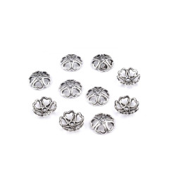 Bead caps ø10-11mm heart - Platinum (10 Pieces)