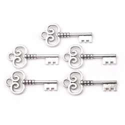 Zawieszka klucz 19x40mm - Platyna (5 Sztuki)