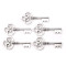Charm pendant key 19x40mm - Platinum (5 Pieces)